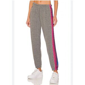 Aviator Nation Women's Small 5 Stripe Sweatpants in Heather Grey & Pink